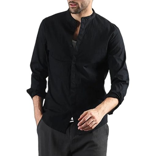 Riolio Men's Long-Sleeved Co·1tton Linen Shirts Spring Summer Single Breasted Shirt Casual Beach Style Lightweight Button Tops - Image 4