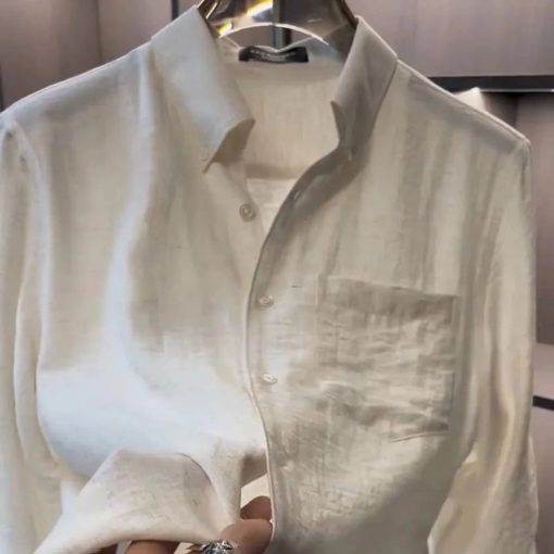 Riolio Office Daily Mens Shirt Business Casual Tops Button-Down Easy Fit Long Sleeve Tops Trend Style Versatile Breathable Mens Clothes - Image 3