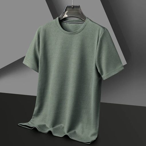 Riolio New Summer Waffle Round Neck Short Sleeved T-shirt for Men's Short Sleeved Top - Image 11