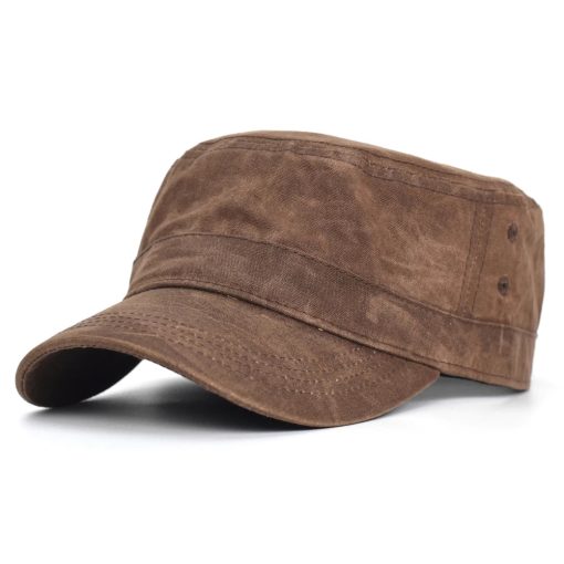 Riolio Waxed Canvas Cotton Military Caps Men Waterproof Cadet Army Cap Unique Design Vintage Flat Top Hat - Image 7