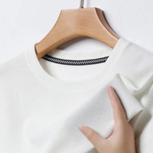 Riolio New Summer Waffle Round Neck Short Sleeved T-shirt for Men's Short Sleeved Top - Image 4