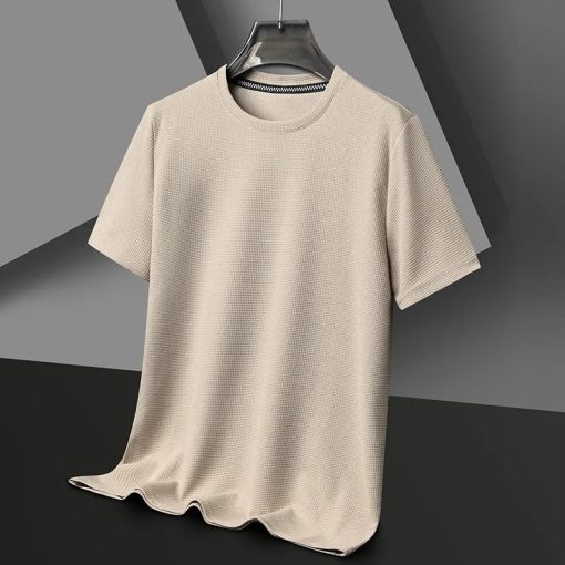Riolio New Summer Waffle Round Neck Short Sleeved T-shirt for Men's Short Sleeved Top - Image 10