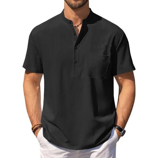 Riolio Summer Men's Cotton Linen T-Shirt Lightweight Breathable Beach Style Tees Short Sleeve Casual Hawaii Vacation Tops - Image 4