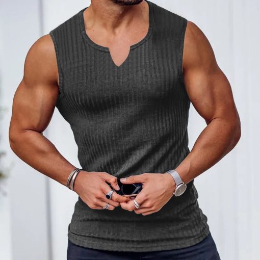 Riolio Summer new men V-neck Vest gym Tank top Men Fitness sleeveless shirt Exercise Sports Undershirt Gyms train vest - Image 5