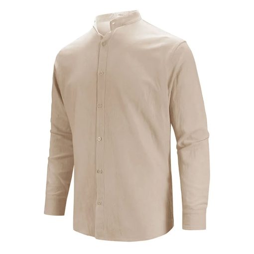 Riolio Men's Long-Sleeved Co·1tton Linen Shirts Spring Summer Single Breasted Shirt Casual Beach Style Lightweight Button Tops - Image 8