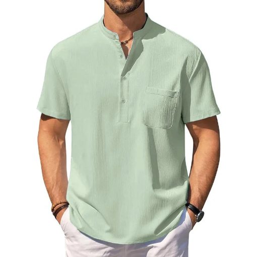 Riolio Summer Men's Cotton Linen T-Shirt Lightweight Breathable Beach Style Tees Short Sleeve Casual Hawaii Vacation Tops - Image 5