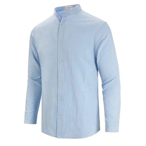 Riolio Men's Long-Sleeved Co·1tton Linen Shirts Spring Summer Single Breasted Shirt Casual Beach Style Lightweight Button Tops - Image 11