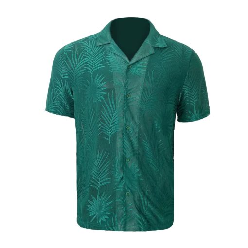 Riolio Men Y2k Leaf Print Hollow Casual Shirt Breathable Thin Streetwear Beach Vacation Harajuku Personality Versatile Tops Summer - Image 6