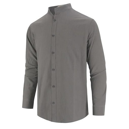 Riolio Men's Long-Sleeved Co·1tton Linen Shirts Spring Summer Single Breasted Shirt Casual Beach Style Lightweight Button Tops - Image 9