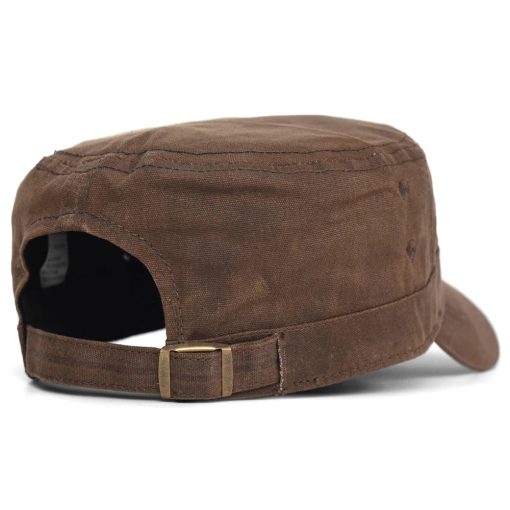 Riolio Waxed Canvas Cotton Military Caps Men Waterproof Cadet Army Cap Unique Design Vintage Flat Top Hat - Image 3