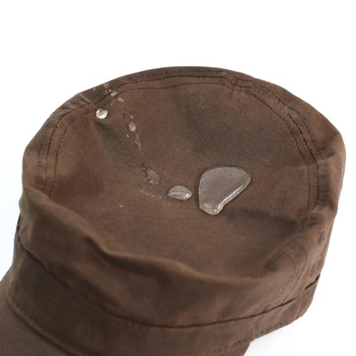 Riolio Waxed Canvas Cotton Military Caps Men Waterproof Cadet Army Cap Unique Design Vintage Flat Top Hat - Image 2