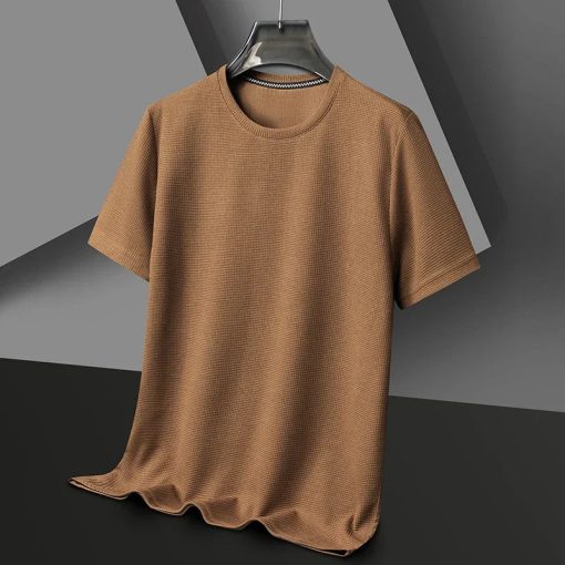 Riolio New Summer Waffle Round Neck Short Sleeved T-shirt for Men's Short Sleeved Top - Image 9