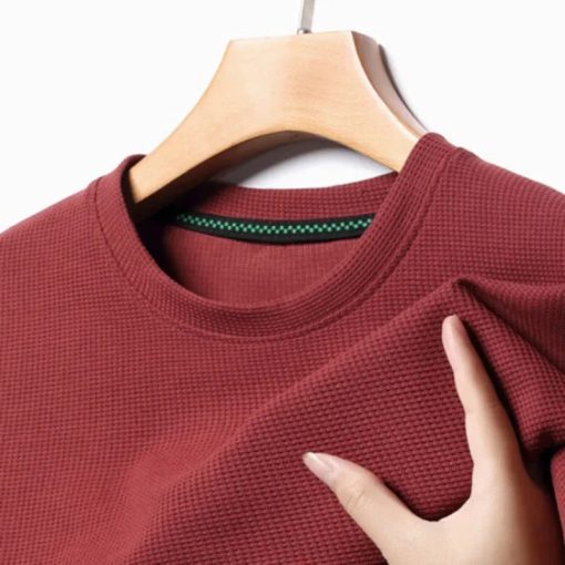 Riolio New Summer Waffle Round Neck Short Sleeved T-shirt for Men's Short Sleeved Top - Image 3