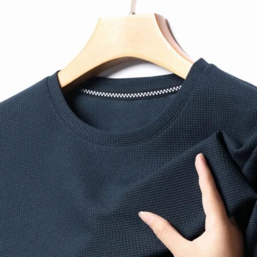Riolio New Summer Waffle Round Neck Short Sleeved T-shirt for Men's Short Sleeved Top - Image 6