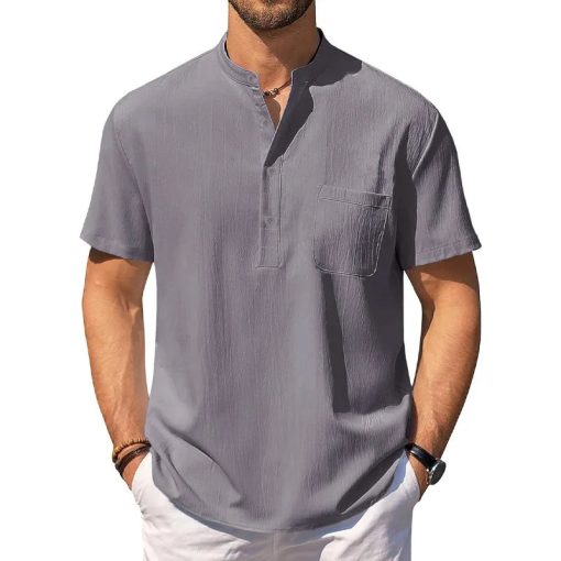 Riolio Summer Men's Cotton Linen T-Shirt Lightweight Breathable Beach Style Tees Short Sleeve Casual Hawaii Vacation Tops - Image 6