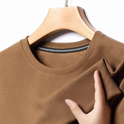 Riolio New Summer Waffle Round Neck Short Sleeved T-shirt for Men's Short Sleeved Top