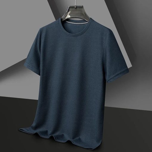 Riolio New Summer Waffle Round Neck Short Sleeved T-shirt for Men's Short Sleeved Top - Image 7
