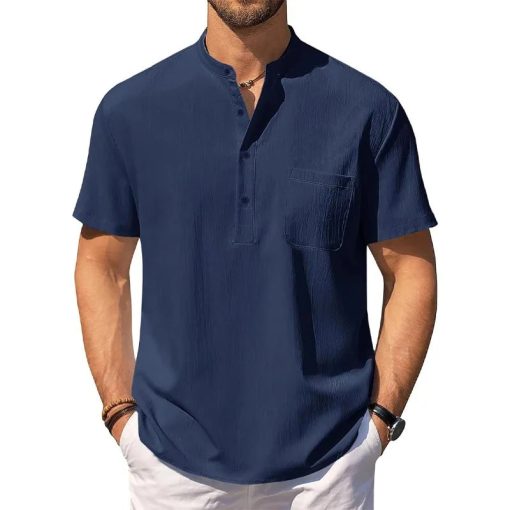 Riolio Summer Men's Cotton Linen T-Shirt Lightweight Breathable Beach Style Tees Short Sleeve Casual Hawaii Vacation Tops - Image 7